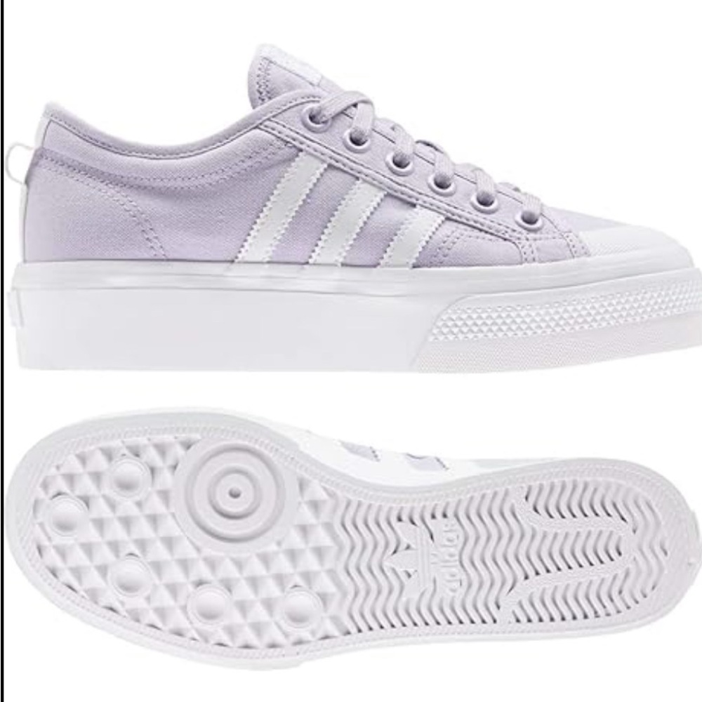 Adidas Purple and White Sneakers with Elevated Midsole